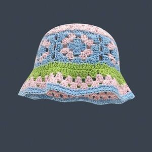 SHEIN Kids Crochet Hat - Blue, Pink, Green